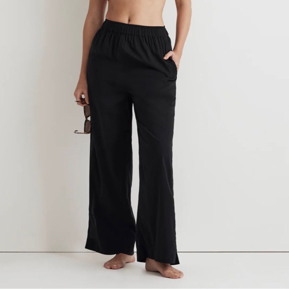 NWT Madewell Drawstring Wide-Leg Pants True Black Women Size S